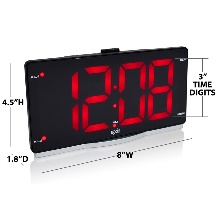 SXE Digital Electric Tabletop Clock with Alarm in Black Wayfair